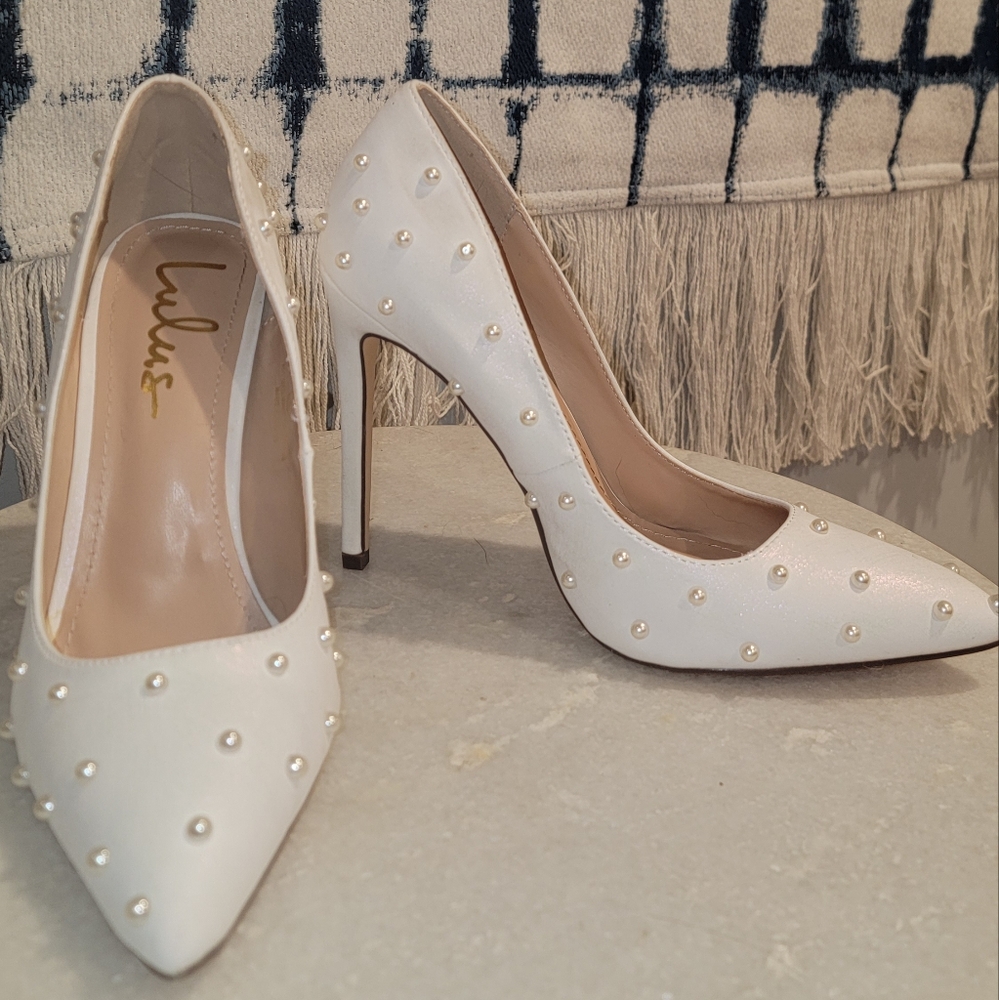 LuLus satin pearl pumps Iridescent Purple Sheen Perfect For Prom, Wedding - Picture 6 of 7